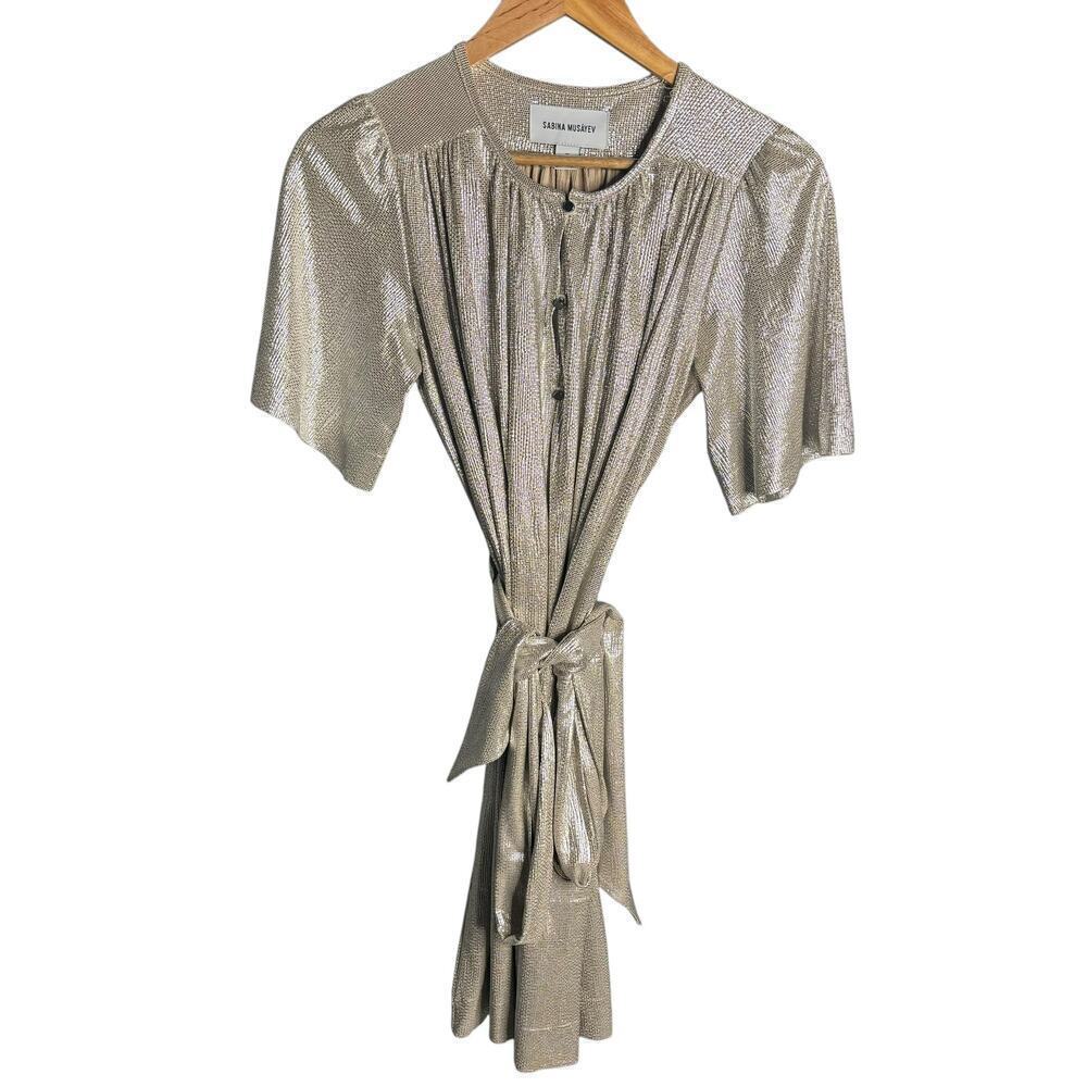 Sabina Musayev Mercury Shirtdress Gold Size XS - Picture 3 of 5